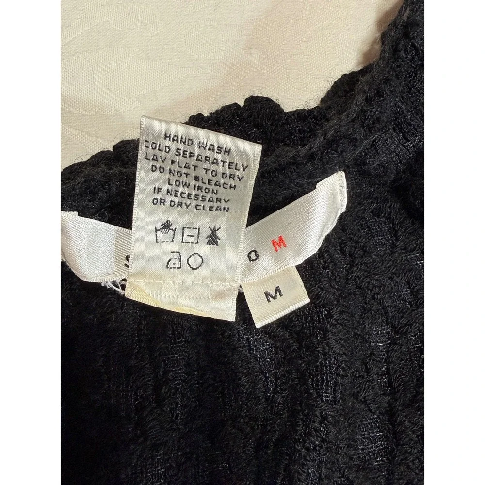 Studio M Lace Knit Top Womens Medium Black Flutter Sleeve Wool Blend Whimsigoth - Picture 5 of 8